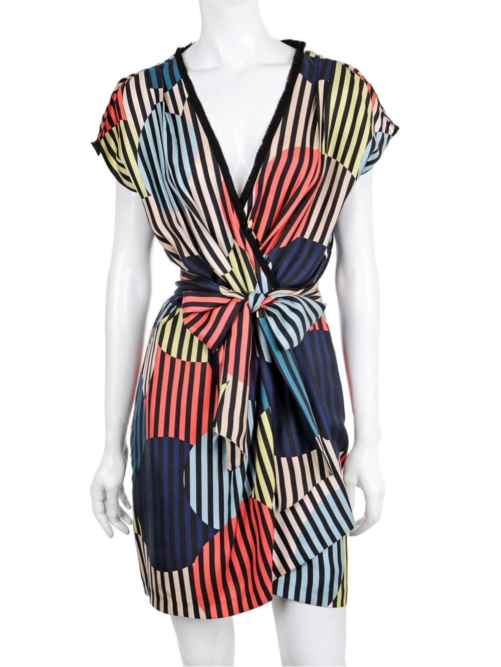 Diane von Furstenberg Multicolor Printed Silk Belted Rilla Dress